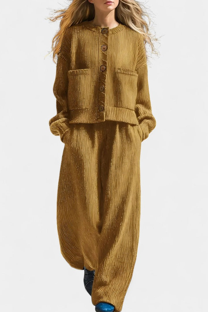 Clara Knit Cardigan & Wide-Leg Pants Ensemble