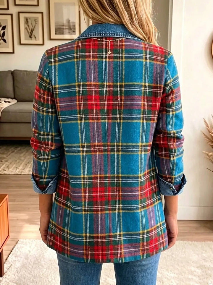 Margherita | Tartan Patchwork Denim Blazer
