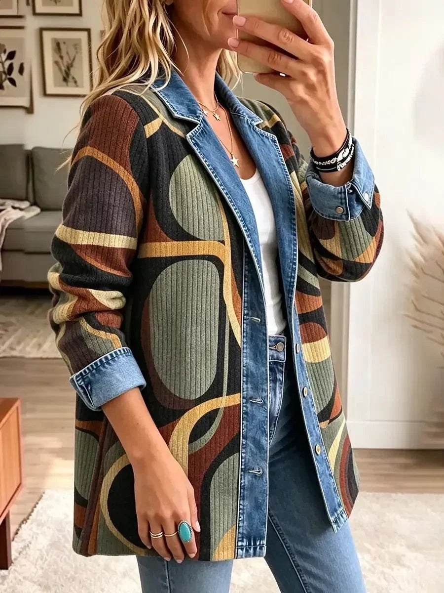Cecilia | Vintage Abstract Denim Jacket