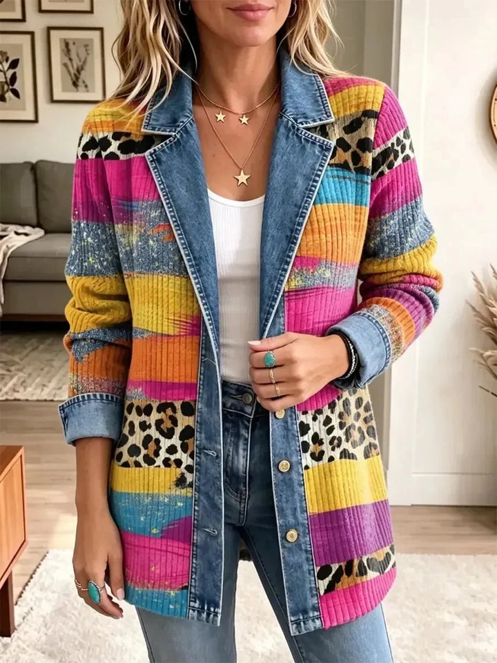 Palmira | Retro Leopard-Print Denim Jacket