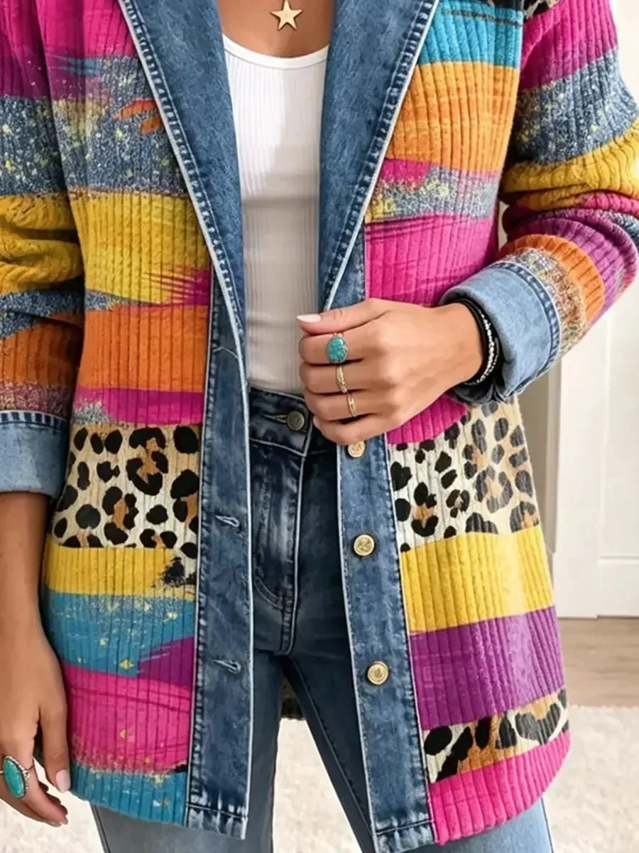 Palmira | Retro Leopard-Print Denim Jacket