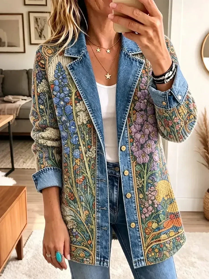 Adelina | Vintage Floral Denim Jacket