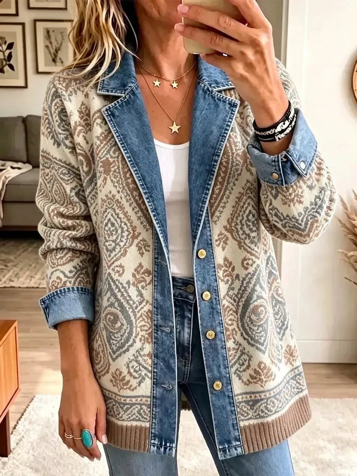 Adriana | Retro Boho Patchwork Denim Jacket