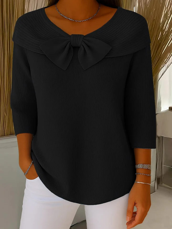 Marisa | Ribbed Sweater with Bow Detail