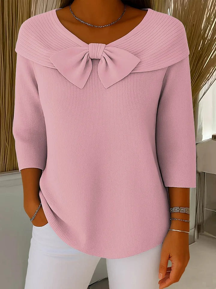 Elena | Sweater with Bow and Round Neckline