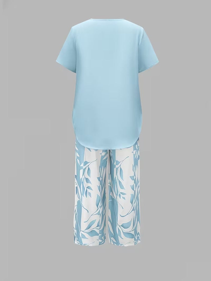 Antonina | Casual Leaf Print Two Piece Set