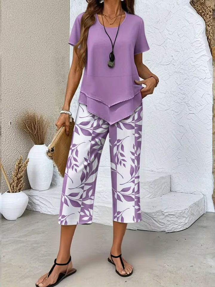 Antonina | Casual Leaf Print Two Piece Set