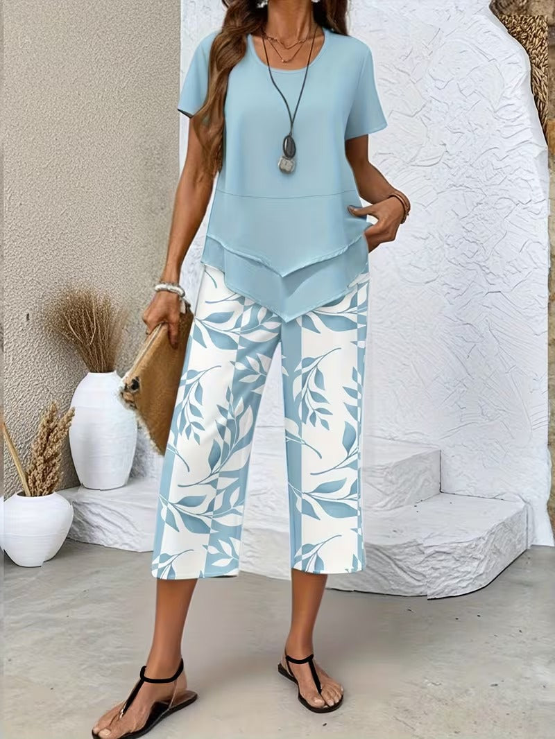 Antonina | Casual Leaf Print Two Piece Set