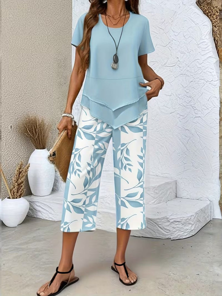 Antonina | Casual Leaf Print Two Piece Set