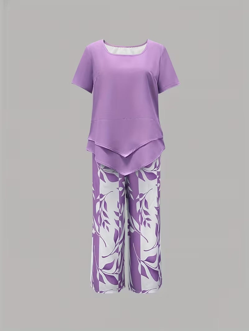 Antonina | Casual Leaf Print Two Piece Set