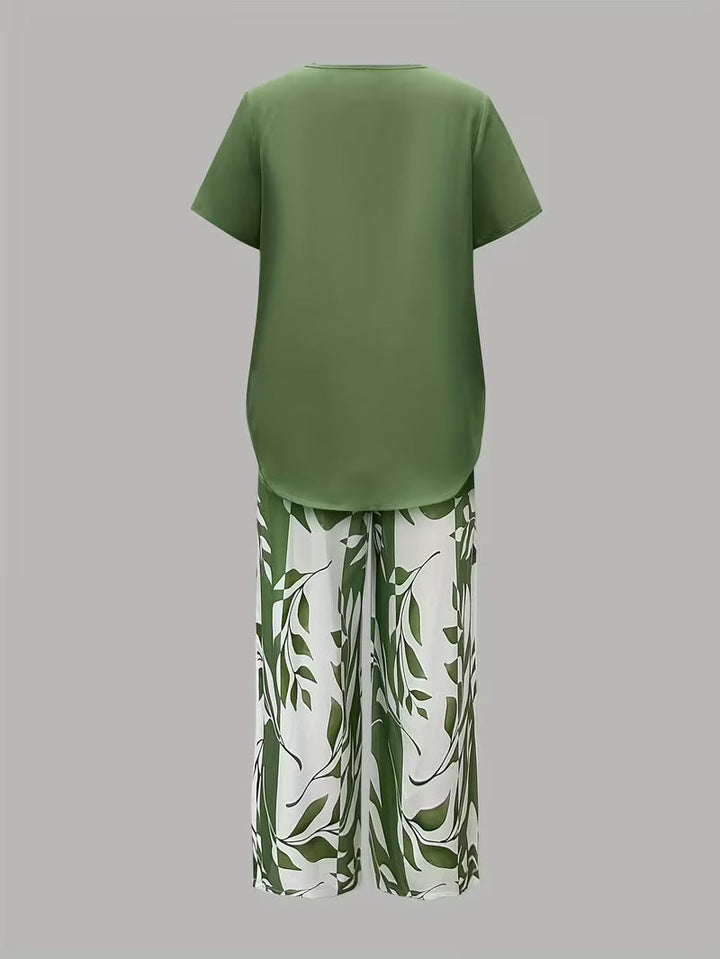 Antonina | Casual Leaf Print Two Piece Set