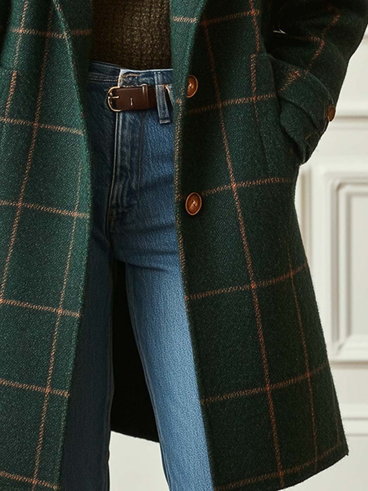 Elisa | Plaid Wool-Blend Lapel Coat
