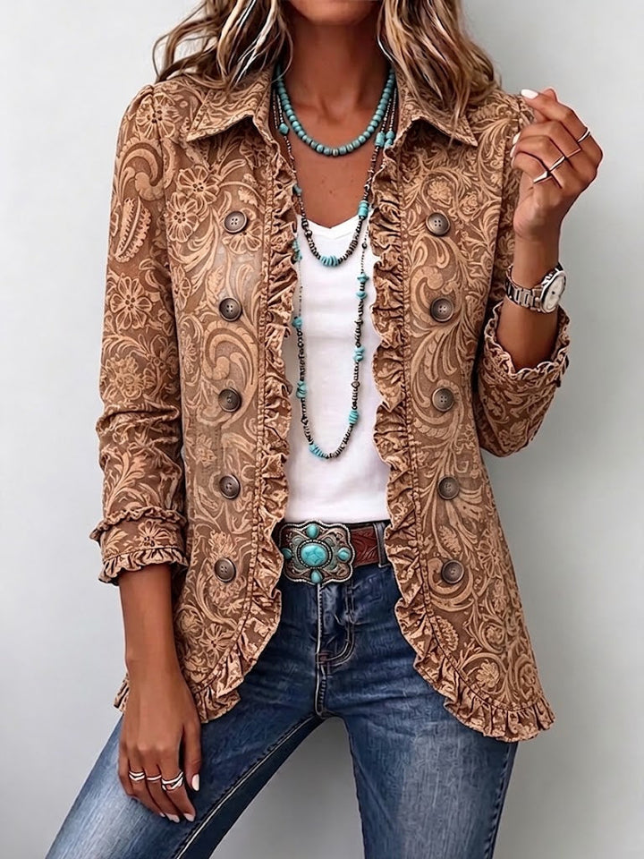 Camilla | Vintage Bohemian Floral Print Ruffled Jacket