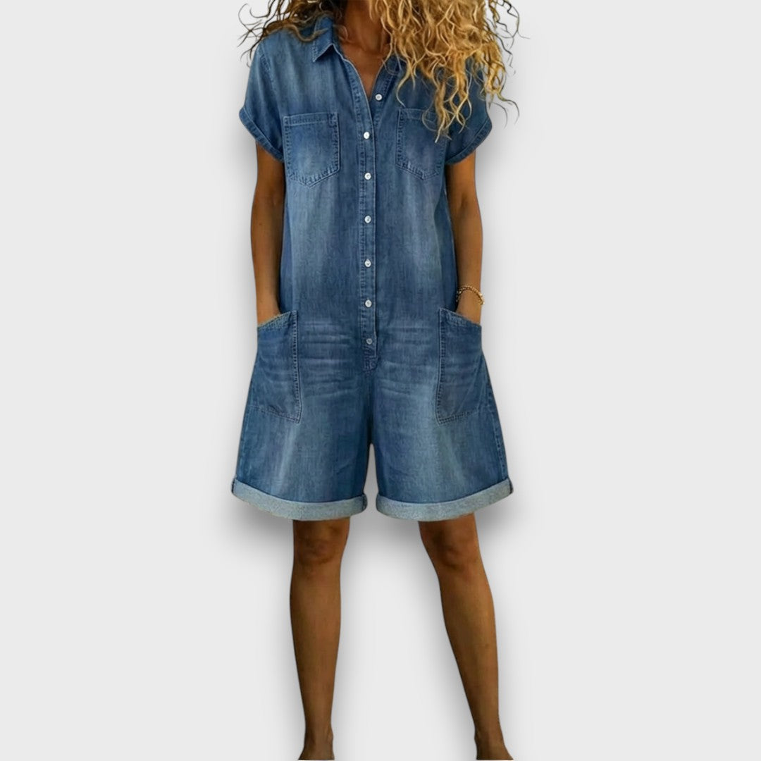 Rita | Vintage Denim-Look Romper