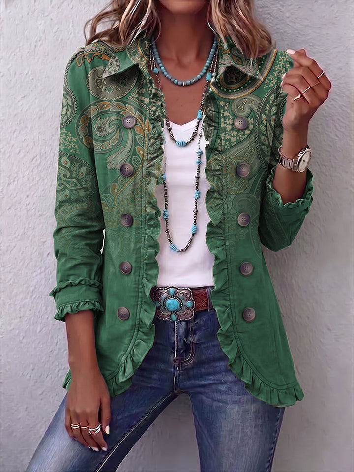 Claudia | Bohemian Paisley Print Ruffled Jacket