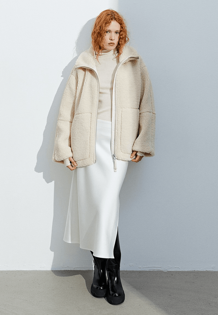 Francesca | Oversized Teddy Jacket with Stand Collar