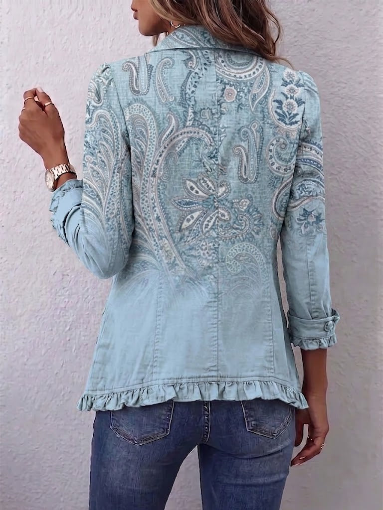 Angela | Vintage Paisley Print Ruffled Jacket