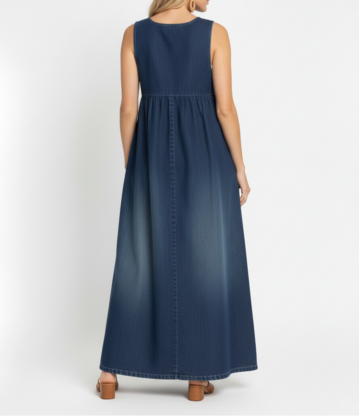 Elena | Vintage Denim Maxi Dress
