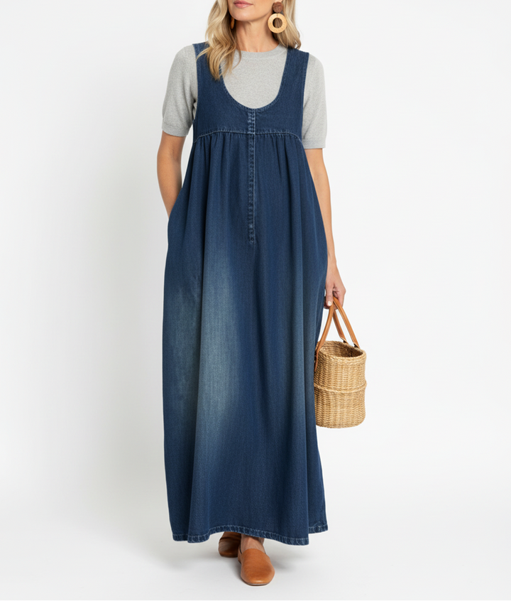 Elena | Vintage Denim Maxi Dress