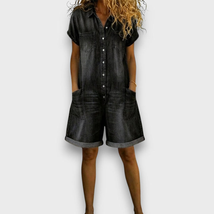 Rita | Vintage Denim-Look Romper