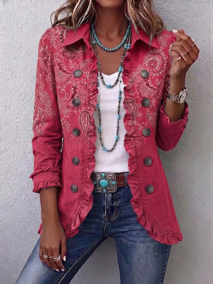 Fiammetta | Vintage Paisley Print Ruffled Jacket