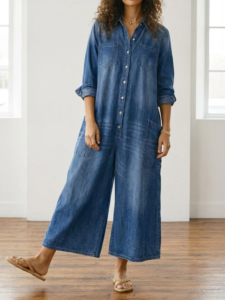 Stella | Cotton Denim Jumpsuit