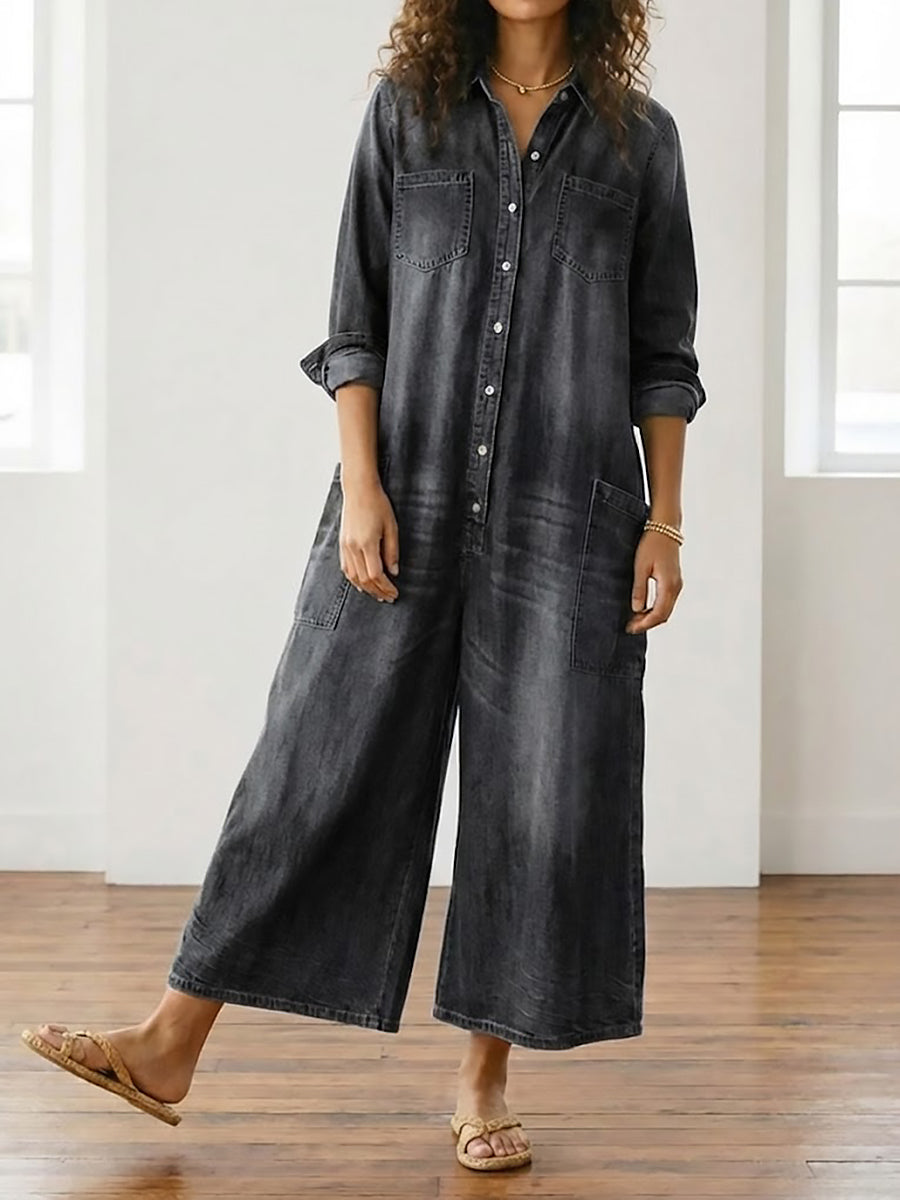 Stella | Cotton Denim Jumpsuit