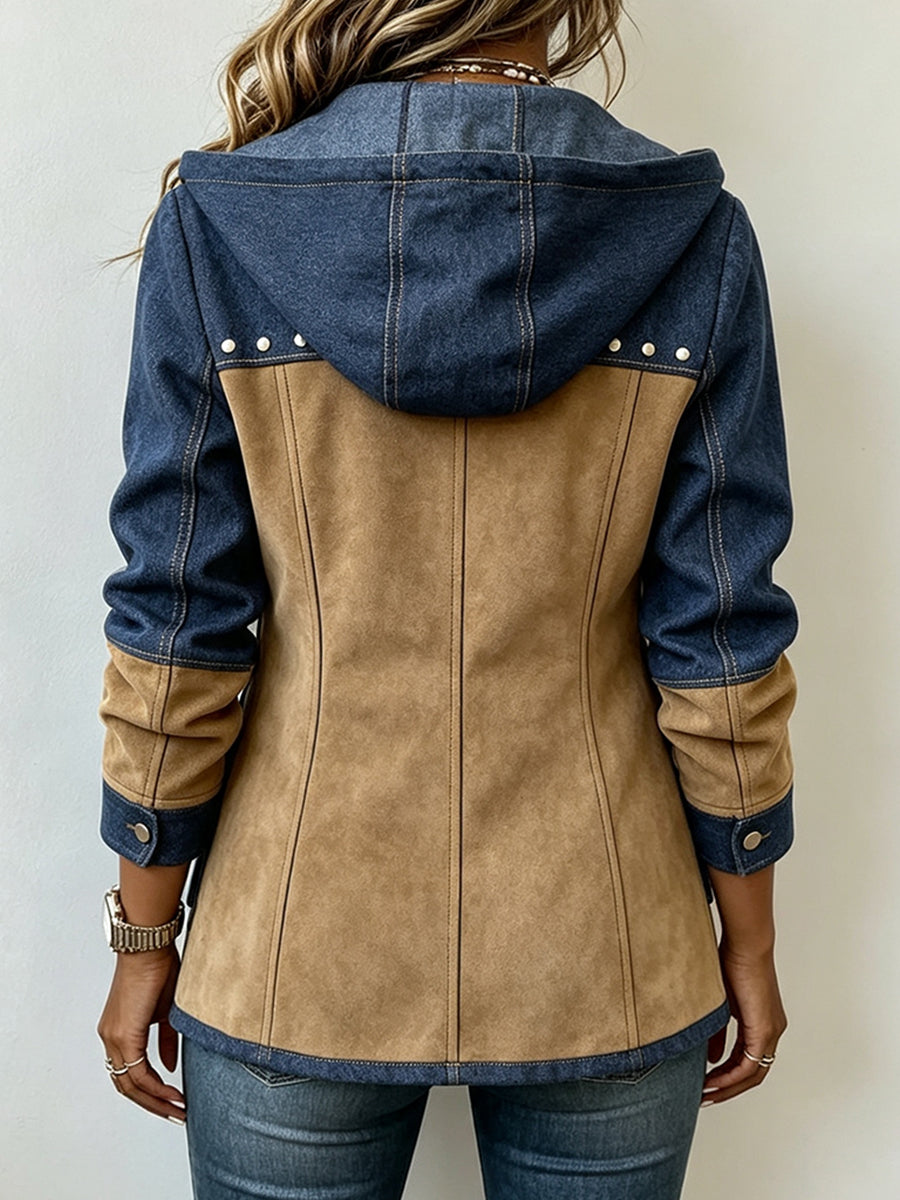 Ambra | Navy and Camel Hooded Jacket