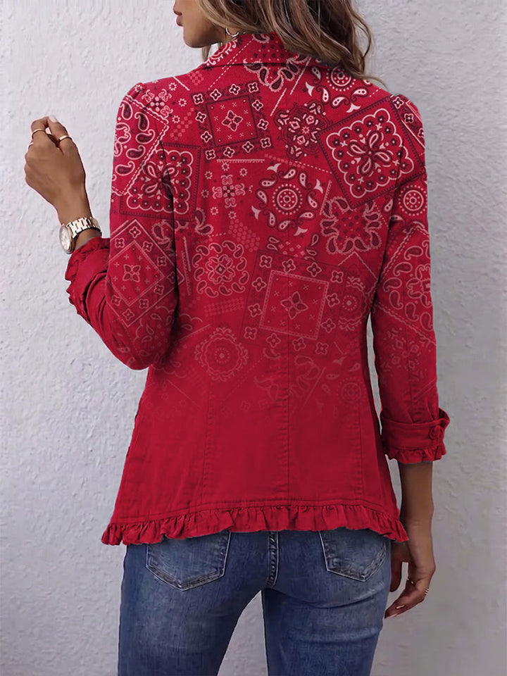 Clelia | Bohemian Paisley Ombre Print Ruffled Jacket