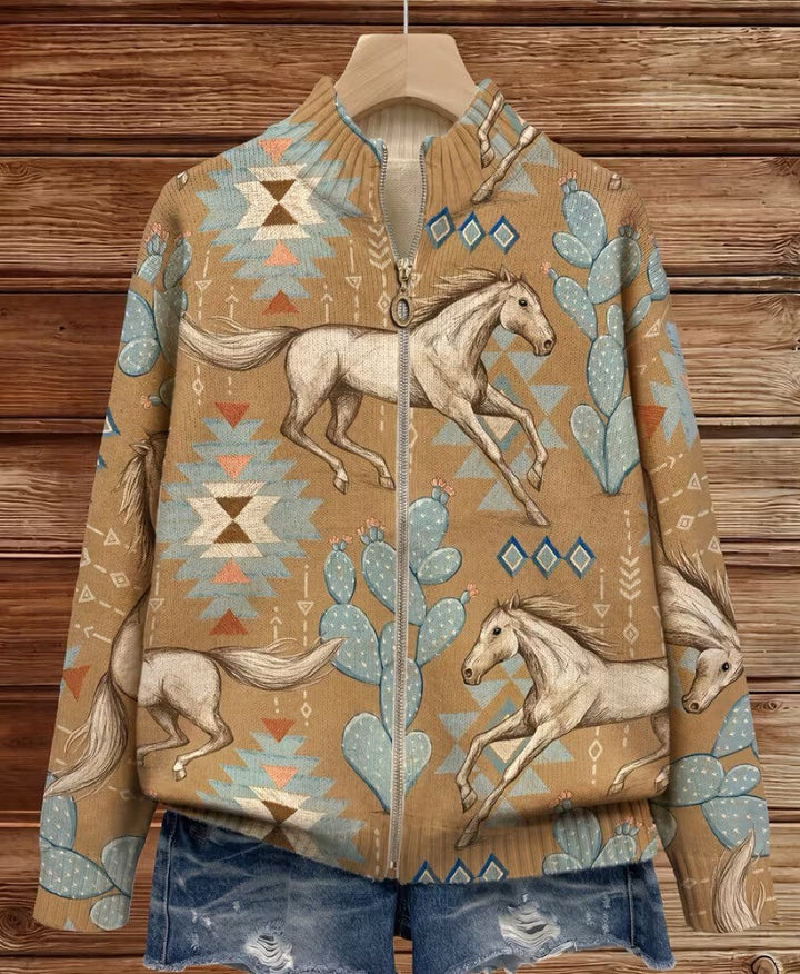 Irene | Desert Print Zip Cardigan