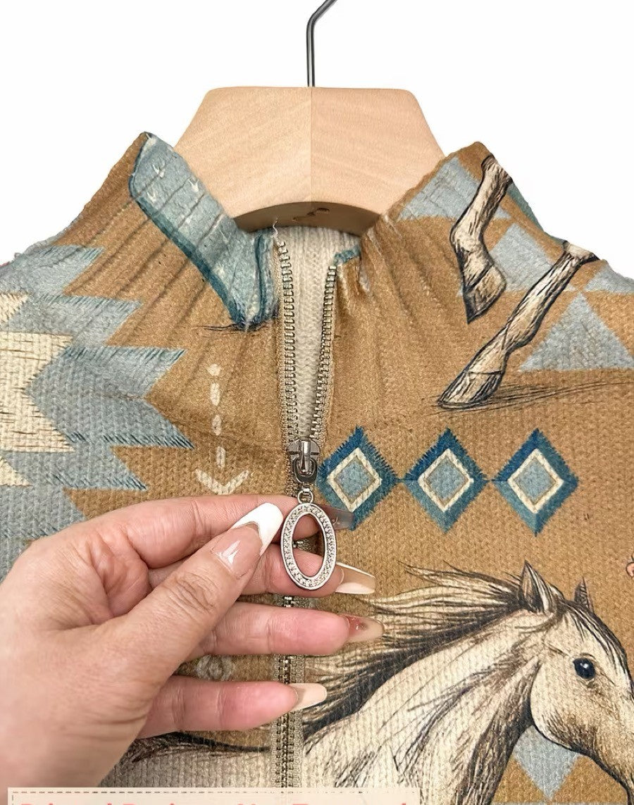 Irene | Desert Print Zip Cardigan