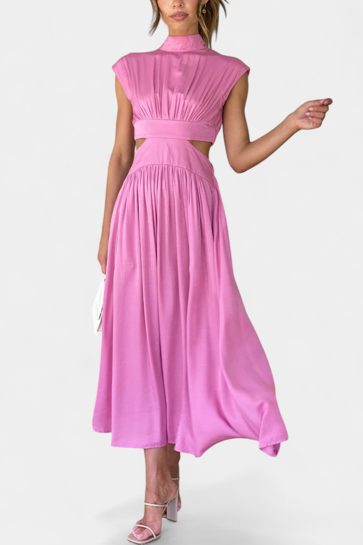 Marina High Neck Top and Flowing Skirt with Side Slits