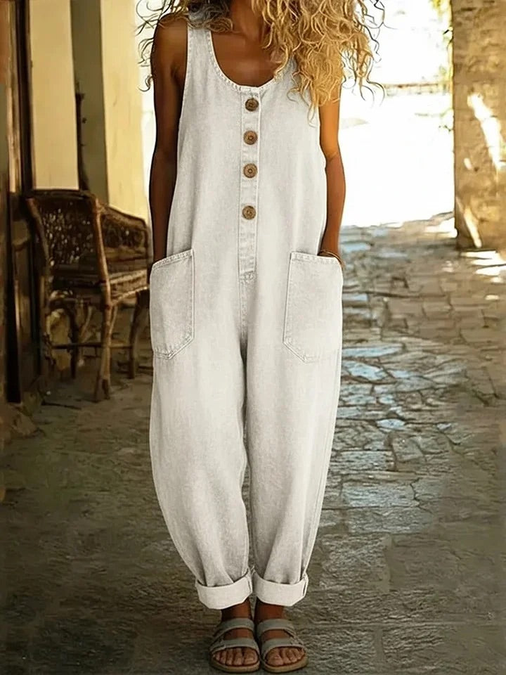 Delfina | Vintage-Wash Denim Jumpsuit