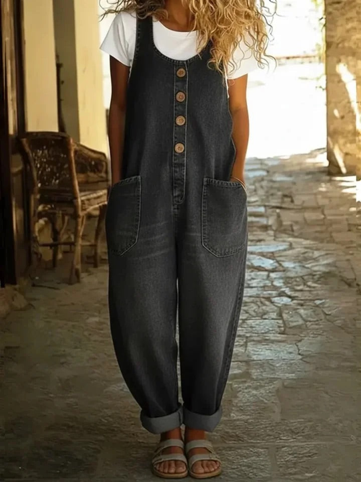 Delfina | Vintage-Wash Denim Jumpsuit