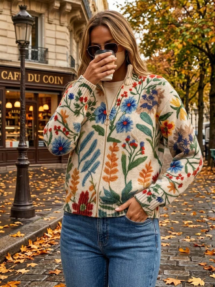 Lucrezia | Garden Floral Zip Cardigan