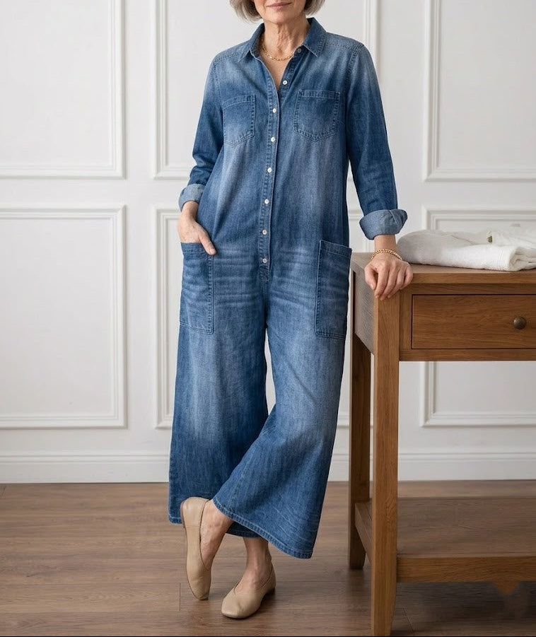 Stella | Cotton Denim Jumpsuit